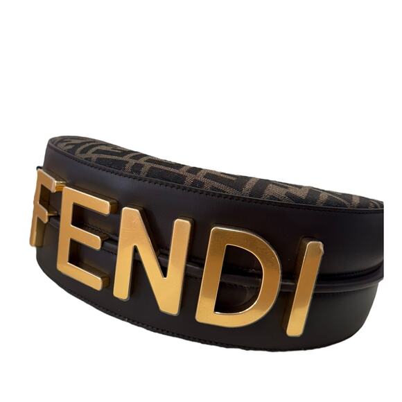 Fendi Fendigraphy Small Brown FF Jacquard Fabric Bag - Picture 5 of 10